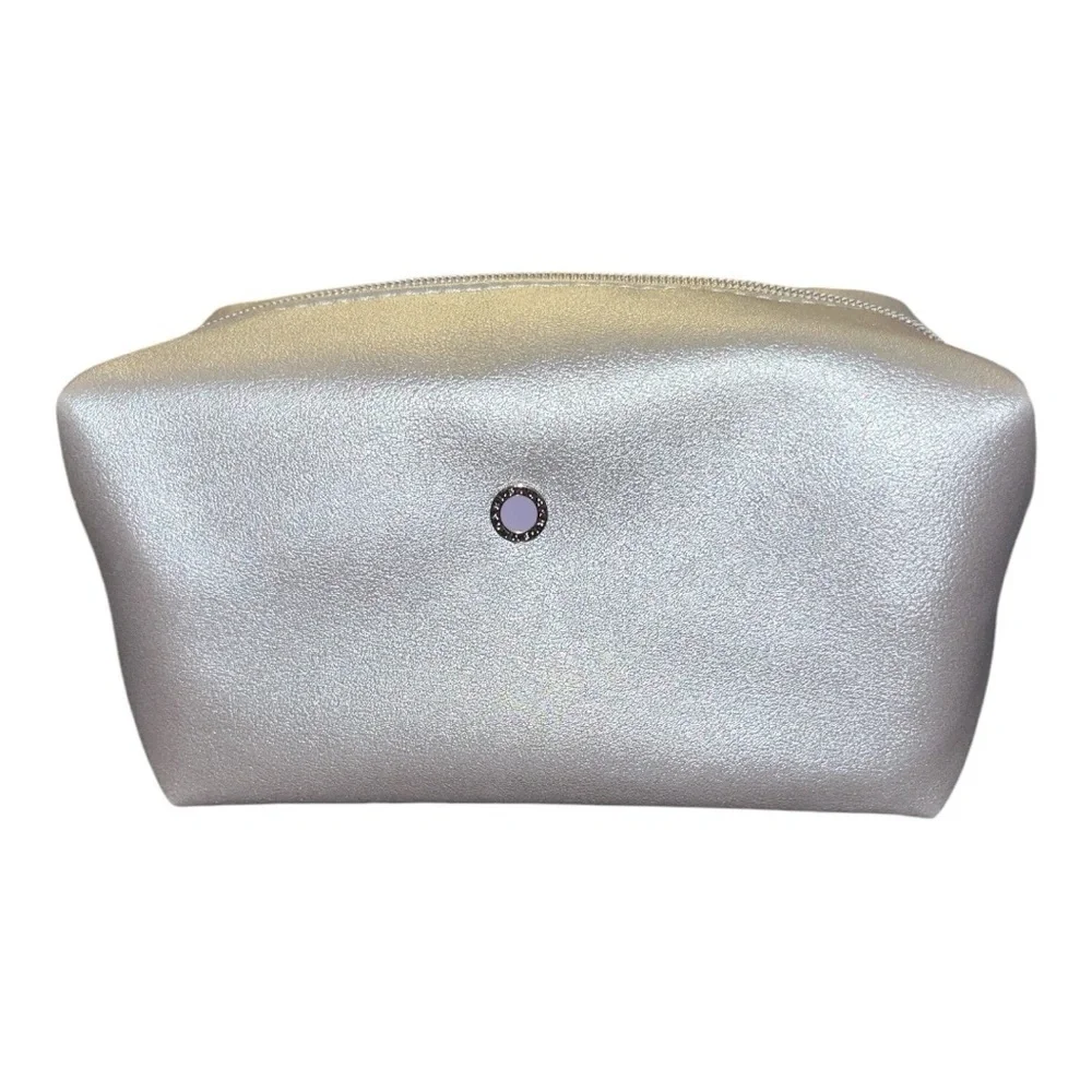 BVLGARI travel cosmetic bag silver NWOT designer case small size